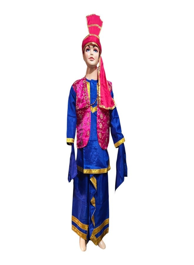 MODERNAZ زي رقص البانغرا البنجابي من مودرناز للأولاد، زي تنكري للأطفال، مناسب للعروض والمسابقات المدرسية السنوية (لون أزرق، 7-8 سنوات) - Image 2